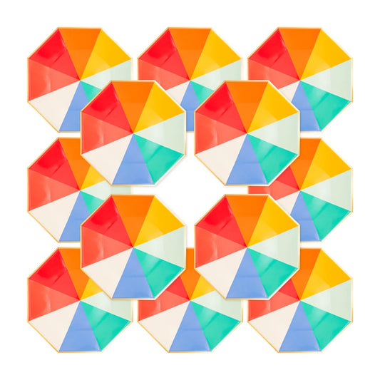 Bright Color Block Paper Plates