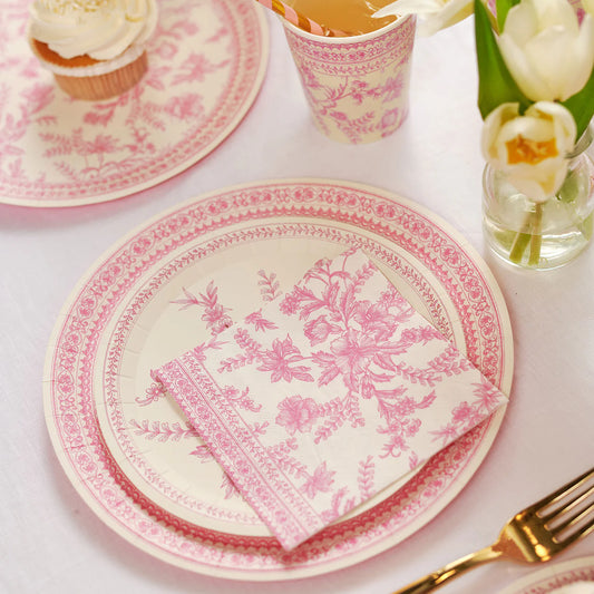 Pink Toile Large Plates