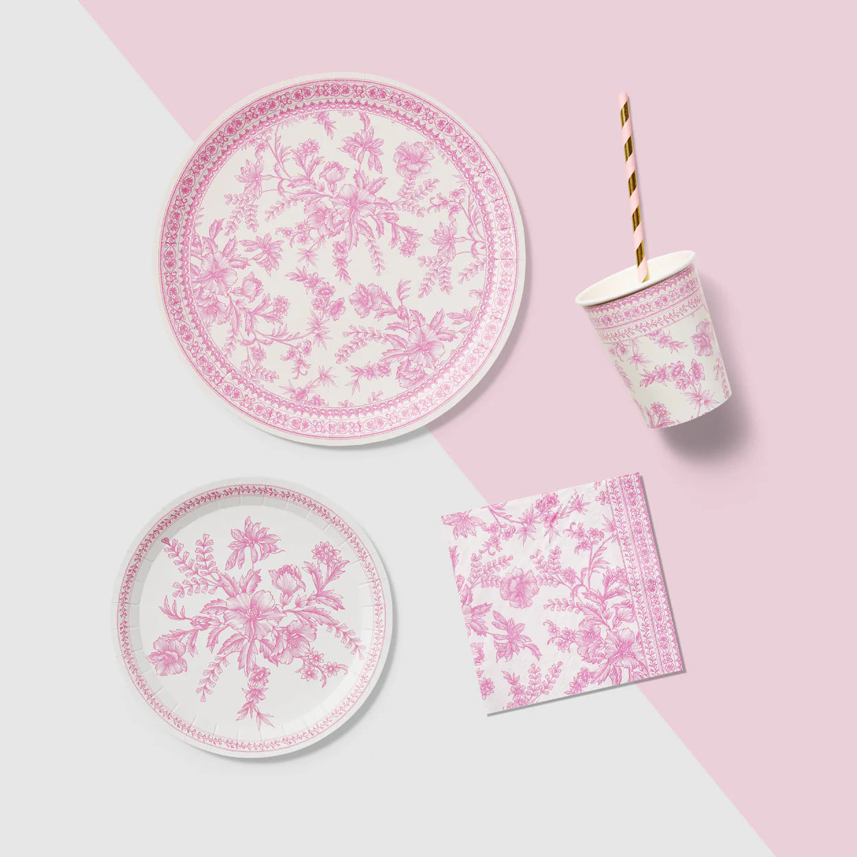 Pink Toile Large Plates