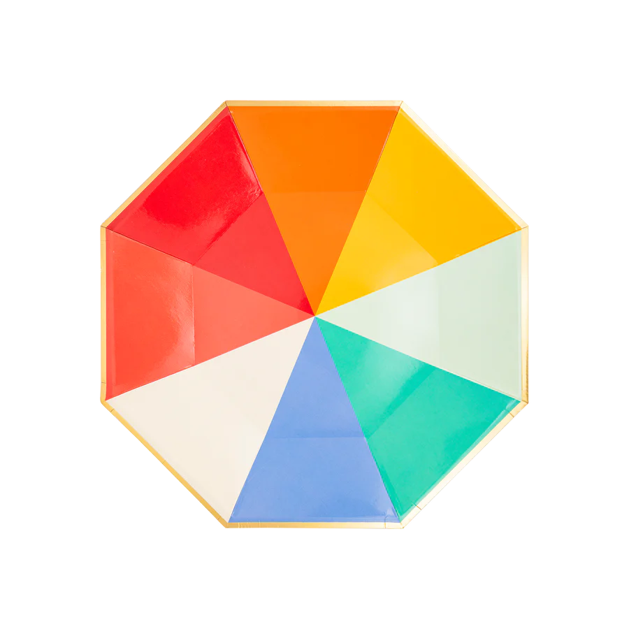 Bright Color Block Paper Plates