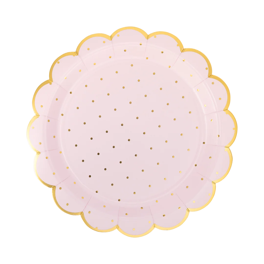 Pink and Gold Dot Ruffle Plate