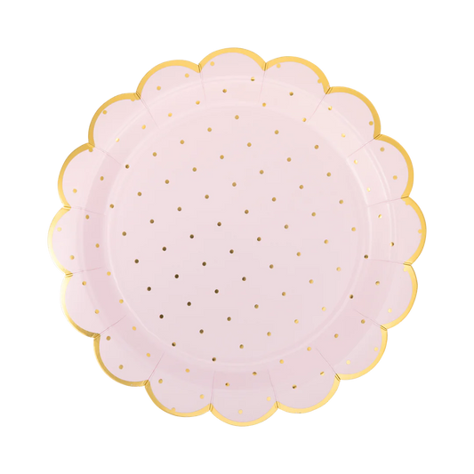 Pink and Gold Dot Ruffle Plate