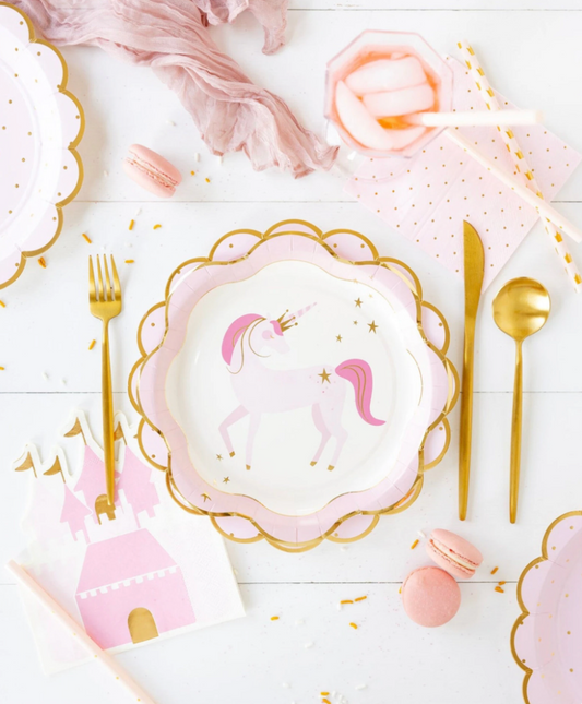 Pink and Gold Dot Ruffle Plate